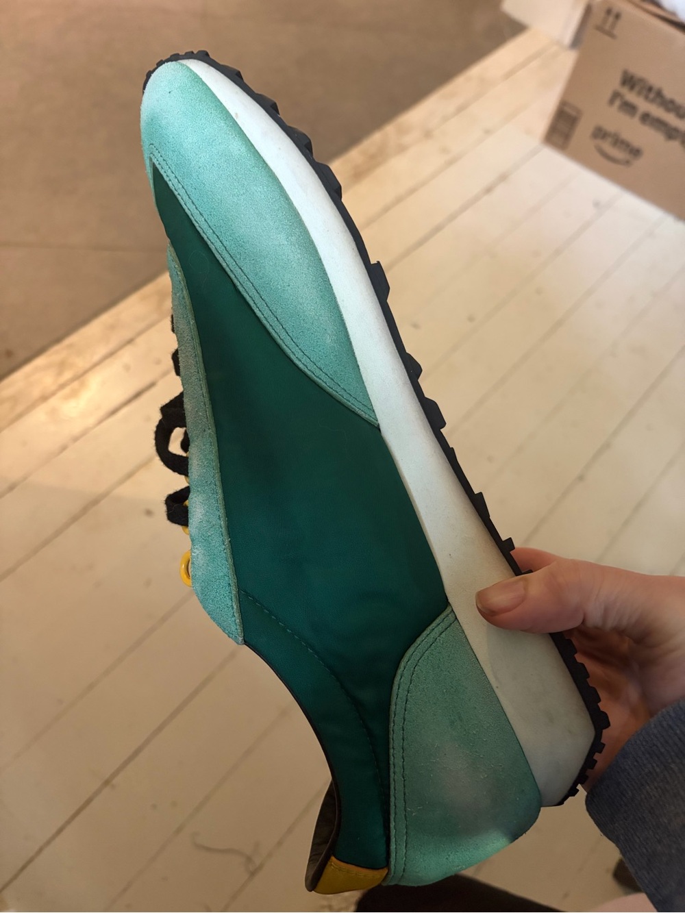Prada Men’s Teal Suede & Nylon Sneakers with Yellow Accents - Picture 4 of 5